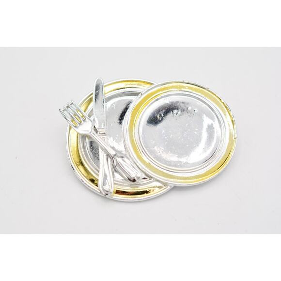 Danecraft Vintage Culinary Pin Brooch Dinnerware Plate Chef NOS Signed 80s BinA5 - Picture 9 of 12